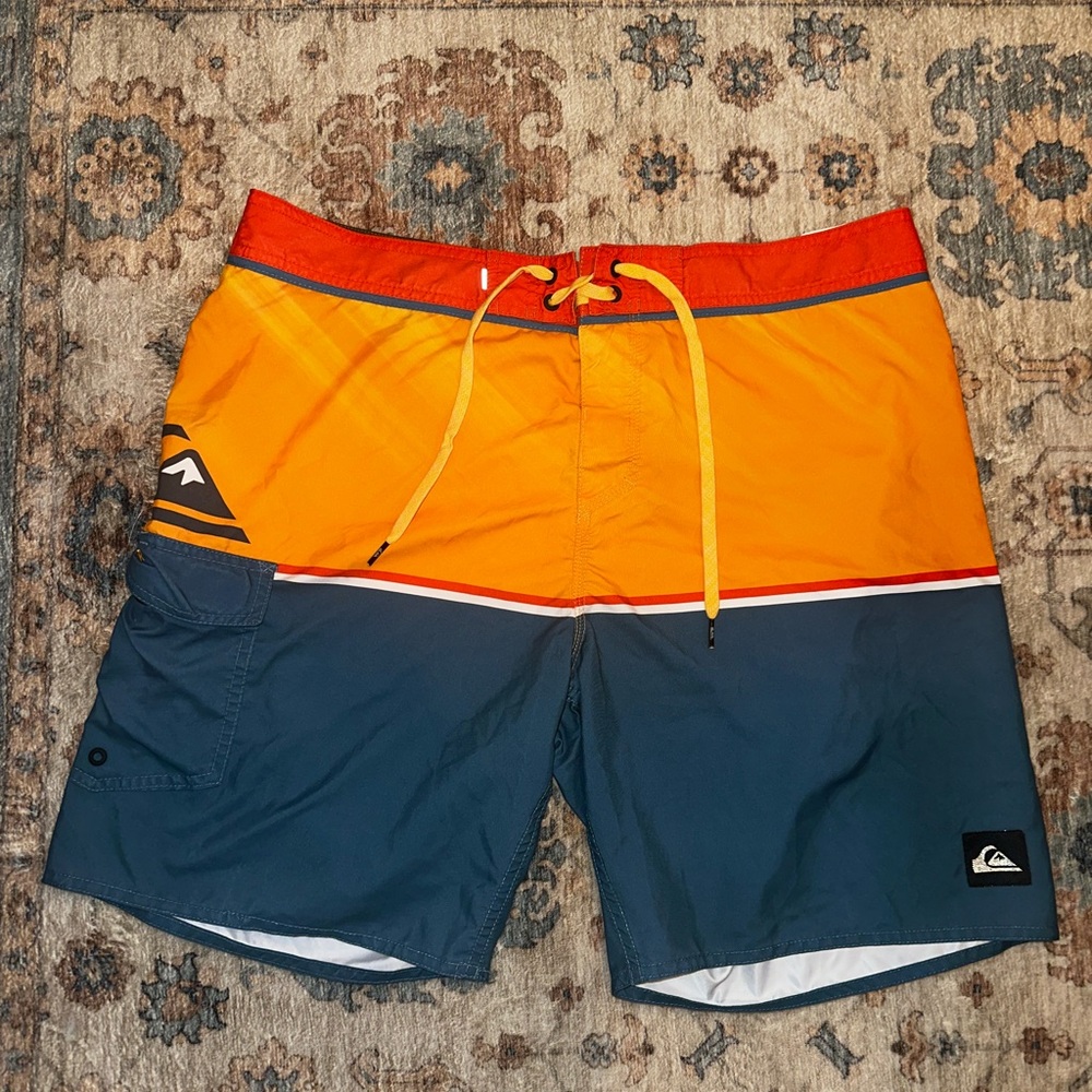 Quiksilver Men's Bold Orange and Navy Board Shorts